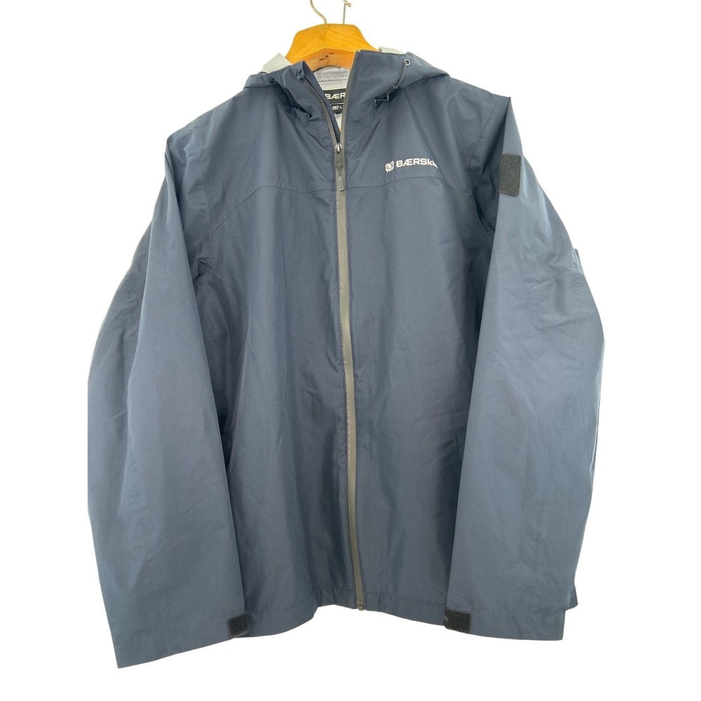 Baerskin Mens Tactical Hooded Windbreaker Jacket Navy Blue Large Full Zip Shell